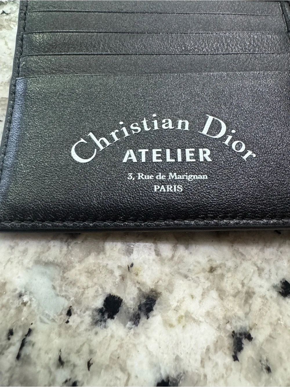 Rare Christian Dior Atelier Black Pebbled Leather Bi-Fold Wallet